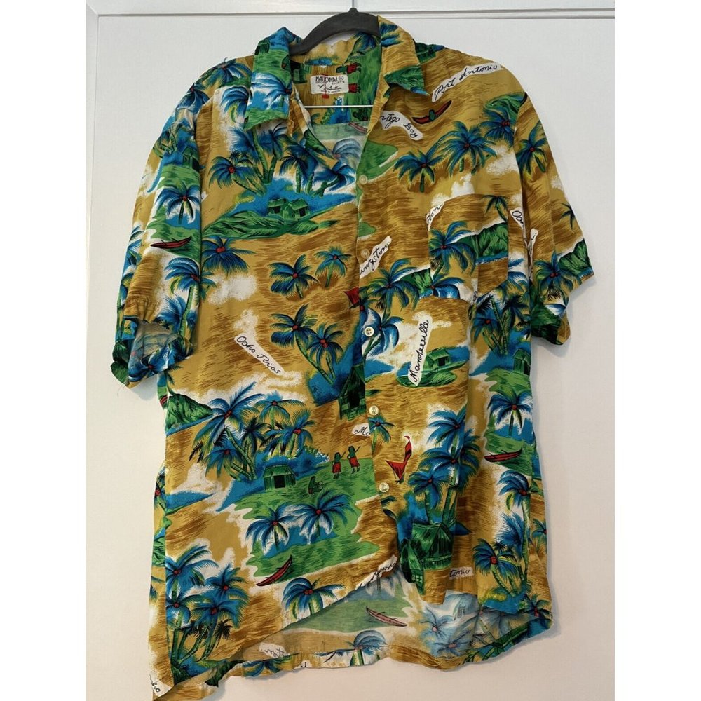 Hawaiian Mens XL Vintage Shirt National Sport Shirt Made In Jamaica Soft